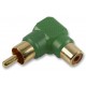 Green 90 Degree RCA Phono Plug to RCA Phono Socket Inline Coupler / Adaptor - Pack of 2